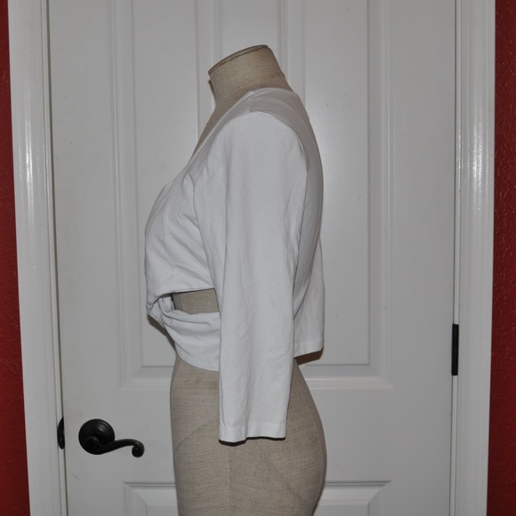 ASOS White Crossover Petite Wrap Front Crop Top A5 - Picture 3 of 7